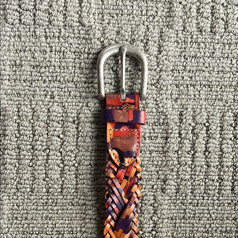 Multicolor Woven Genuine Bonded Leather Belt